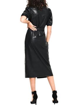 Kleid Only Rachel Kunstleder Schwarz Damen