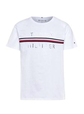 T-Shirt Tommy Hilfiger Flag Tape Weiss für Junge