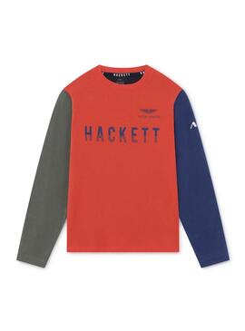 T-Shirt Hackett Amr Farbe Block Rot für Junge