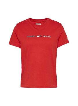 T-Shirt Tommy Jeans Americana Rot für Damen