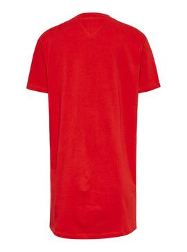 Kleid T-Shirt Tommy Jeans Logo Rot für Damen