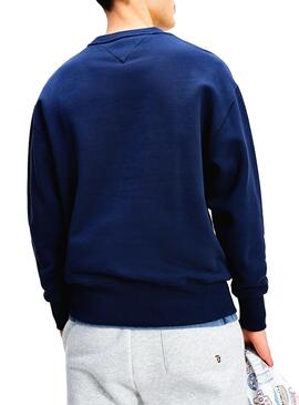 Sweatshirt Tommy Jeans Small Flag Marine Blau für Herren