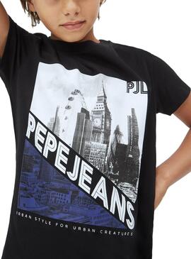 T-Shirt Pepe Jeans Filippo Schwarz für Junge