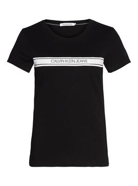 T-Shirt Calvin Klein Jeans Streifen Schwarz Damen