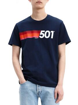 T-Shirt Levis Setin 501 Blau Herren