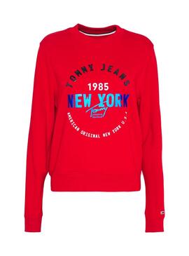 Sweatshirt Tommy Jeans New York Rot für Damen