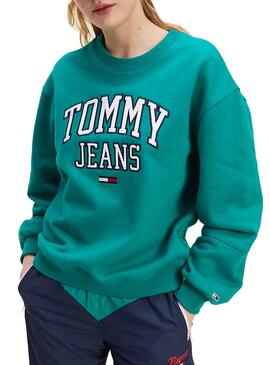 Sweatshirt Tommy Jeans Collegiate Grün für Damen