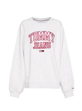 Sweatshirt Tommy Jeans Collegiate Grau für Damen