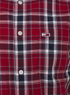 Hemd Tommy Jeans Faded Checks Rot für Herren
