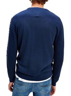 Pullover Tommy Jeans Tape Blau Marine Blau für Herren