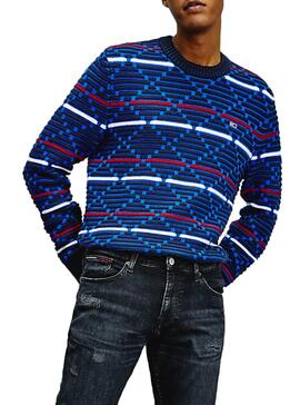 Pullover Tommy Jeans Pattern Blau für Herren