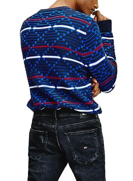 Pullover Tommy Jeans Pattern Blau für Herren