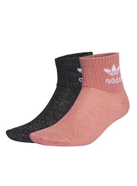 Socken Adidas Glitter Mid Pinke und Weiss Damen