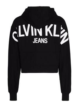 Sweatshirt Calvin Klein Jeans Cropped Schwarz Damen