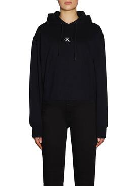 Sweatshirt Calvin Klein Jeans Cropped Schwarz Damen