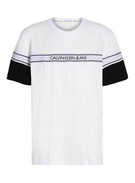 T-Shirt Calvin Klein Blocking Logo Weiss Herren