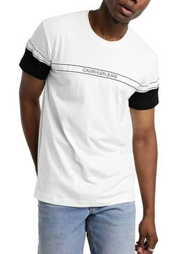 T-Shirt Calvin Klein Blocking Logo Weiss Herren