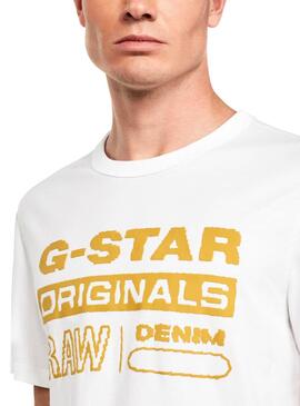 T-Shirt G-Star Raw Wavy Weiss für Herren