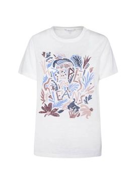 T-Shirt Pepe Jeans Lilla Weiss für Damen