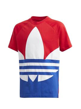 T-Shirt Adidas Big Trefoil Rot und Blau für Junge