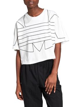 T-Shirt Adidas Big Trefoil Crop Weiss für Damen