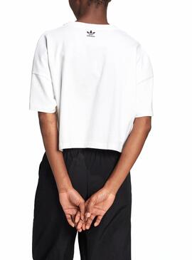 T-Shirt Adidas Big Trefoil Crop Weiss für Damen