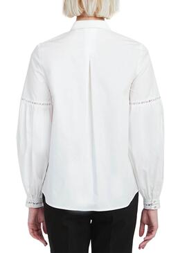 Naf Naf Bluse Weiss Puffärmel für Damen