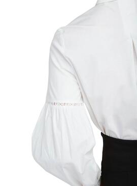 Naf Naf Bluse Weiss Puffärmel für Damen