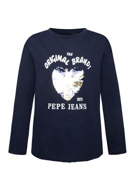 T-Shirt Pepe Jeans Lara Marineblau für Mädchen