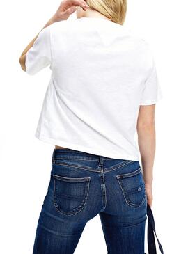 T-Shirt Tommy Jeans Signatur Logo Weiss Damen