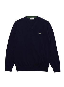 Pullover Lacoste V-Ausschnitt Blau Marineblau für Herren