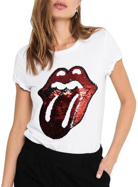 T-Shirt Only Rolling Stones Weiss für Damen