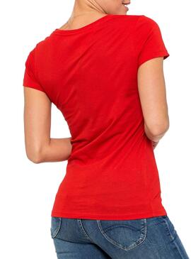 T-Shirt Tommy Jeans Essential Slim Rot Damen