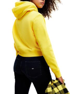 Sweatshirt Tommy Jeans Flag Gelb für Damen