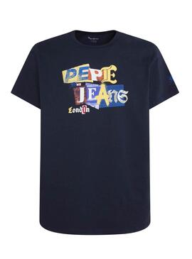 T-Shirt Pepe Jeans Leonard Marine Blau für Herren