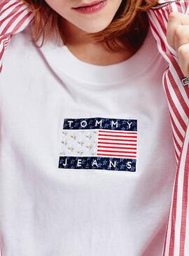 T-Shirt Tommy Jeans Star Blazer Weiss Damen