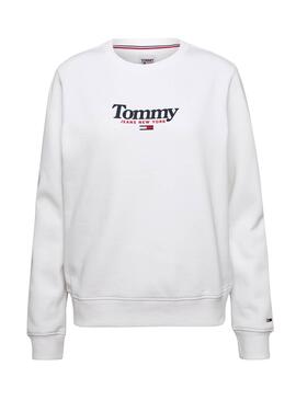 Sweatshirt Tommy Jeans Essential Logo Weiss Damen