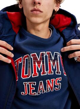 Sweatshirt Tommy Jeans Tartan Blau Marineblau Herren