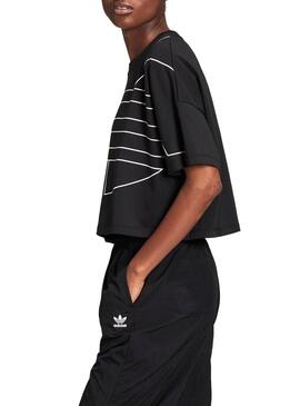 T-Shirt Adidas Big Trefoil Crop Schwarz für Damen