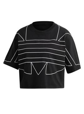 T-Shirt Adidas Big Trefoil Crop Schwarz für Damen