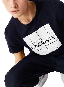 T-Shirt Lacoste Geometric Marine Blau für Herren