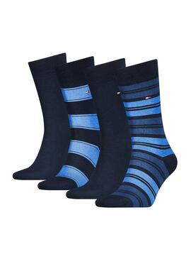 Socken  Tommy Hilfilger Streifen Zinn Socken Marine Blau