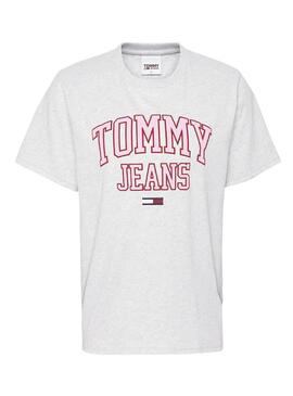 T-Shirt Tommy Jeans Collegiate Grau für Damen