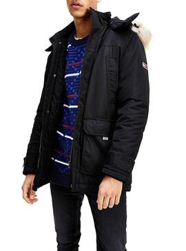 Parka Tommy Jeans Tech Schwarz für Herren