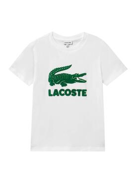 T-Shirt Lacoste Basic Croco Weiss für Junge