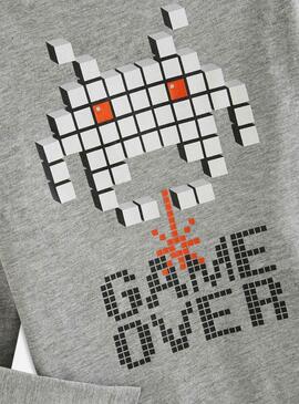 T-Shirt 3 Pommes Game Over Grau für Junge