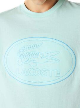 T-Shirt Lacoste Logo Stickerei Blau für Herren