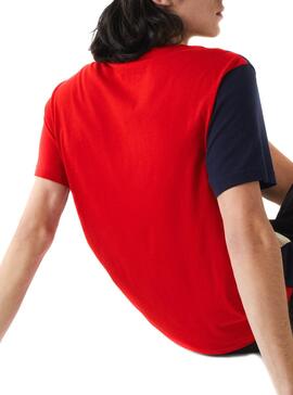 T-Shirt Lacoste Color Block Rot für Herren