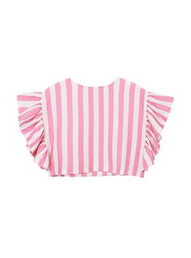 Bluse Mayoral Streifen Rüschens Pink für Mädchen