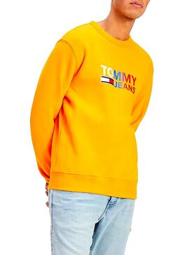 Sweatshirt Tommy Jeans Logo Crew Gelb Herren